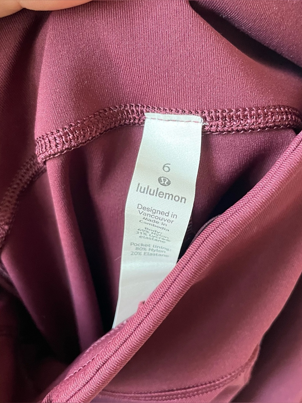 lululemon athletica Deep Burgundy High-Waist Leggings with Side Pockets - Picture 3 of 4